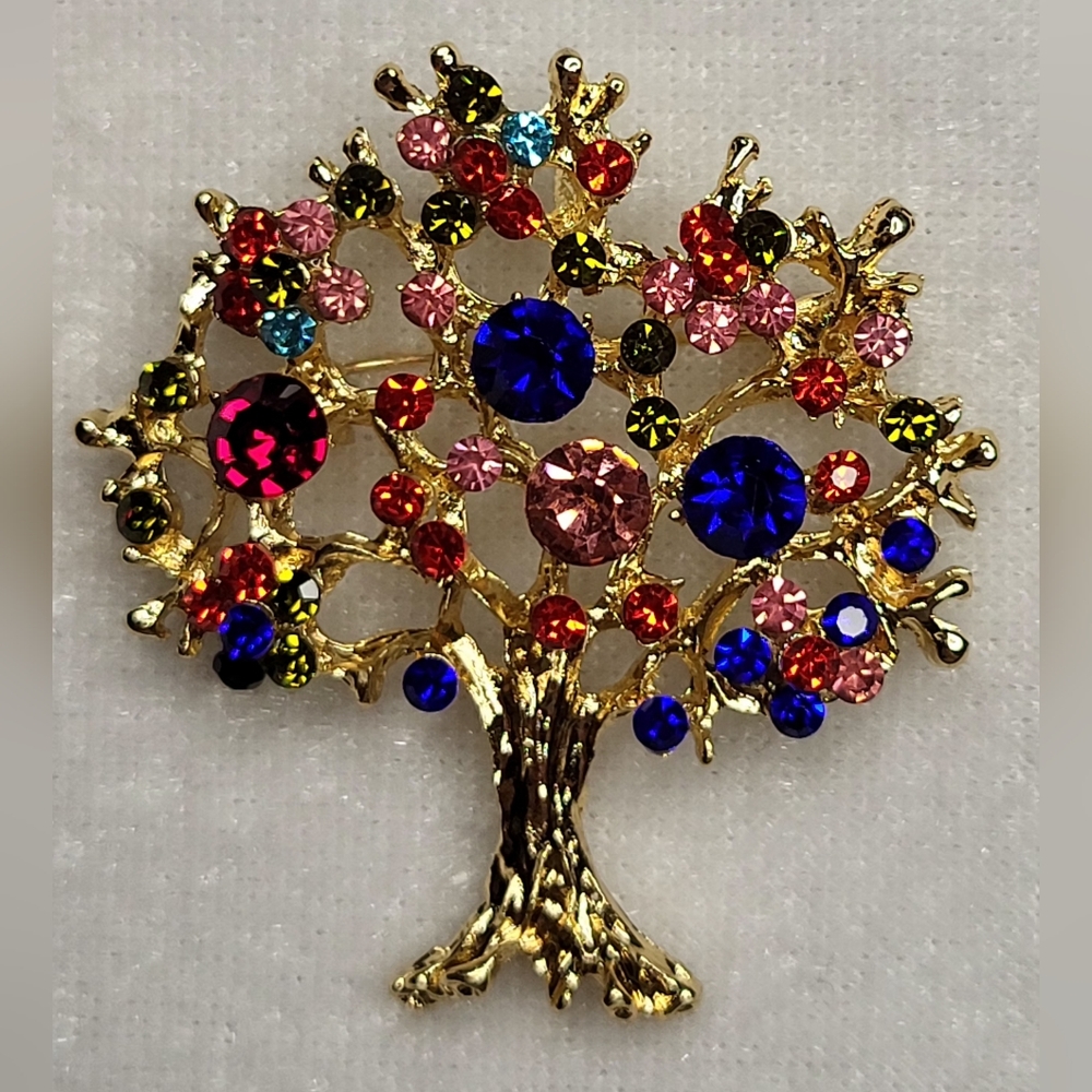 New Tree of Life Rhinestone Brooch / Pendant